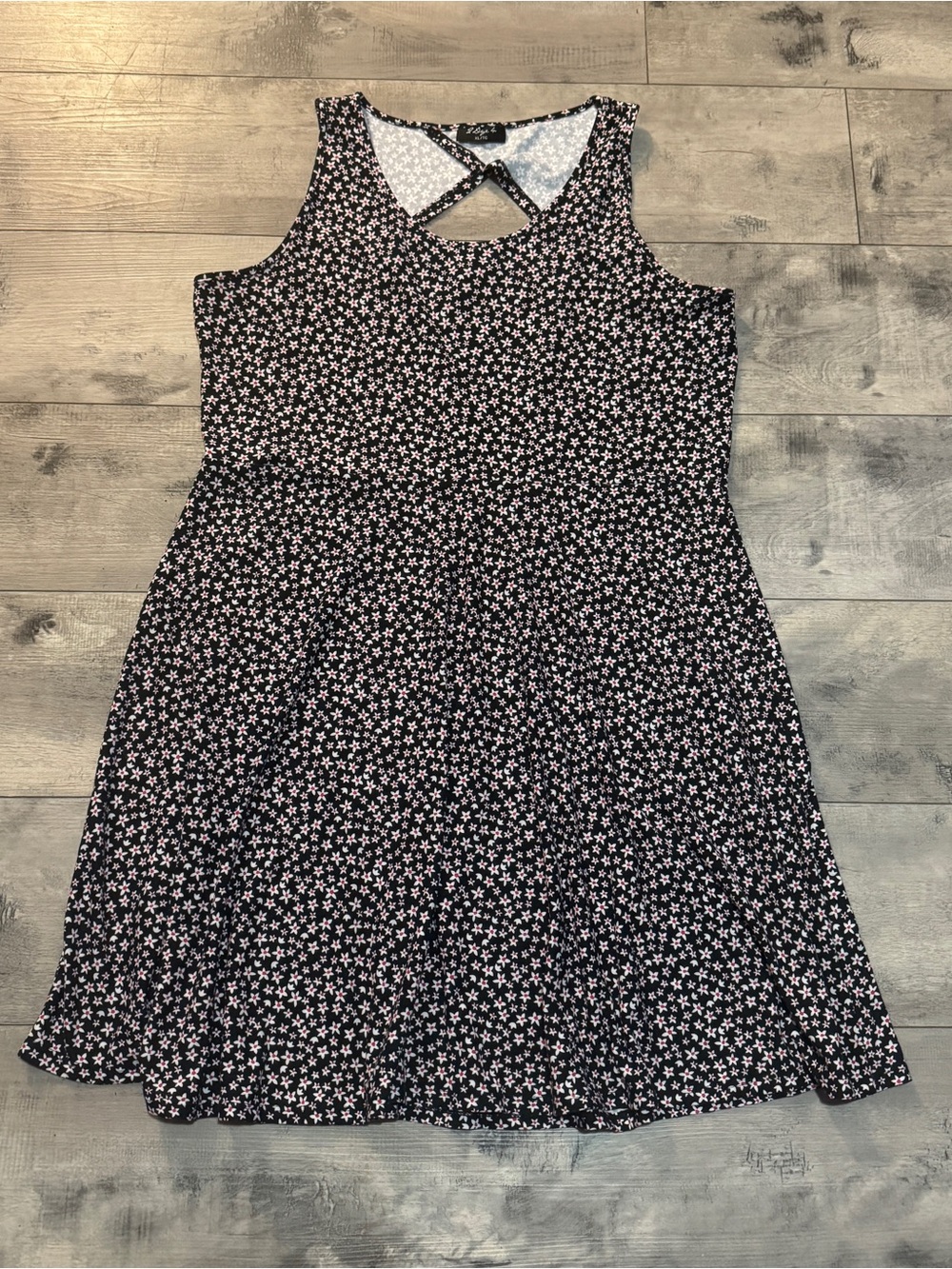 2 Dye 4 Sleeveless Black Floral Fit & Flare Dress, size XL